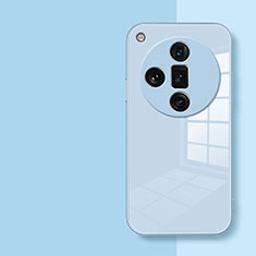 Custodia Silicone Specchio Laterale Cover P01 per Oppo Find X7 Ultra 5G Azzurro