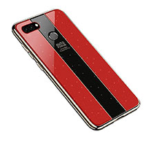 Custodia Silicone Specchio Laterale Cover per Huawei Enjoy 8 Plus Rosso