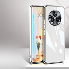 Custodia Silicone Specchio Laterale Cover per Huawei Honor Magic5 5G Bianco