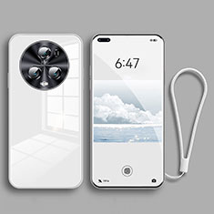 Custodia Silicone Specchio Laterale Cover per Huawei Honor Magic5 Pro 5G Bianco