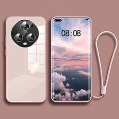 Custodia Silicone Specchio Laterale Cover per Huawei Honor Magic5 Pro 5G Oro Rosa