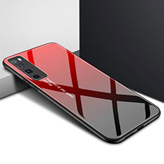 Custodia Silicone Specchio Laterale Cover per Huawei Nova 7 Pro 5G Rosso