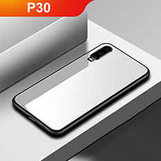 Custodia Silicone Specchio Laterale Cover per Huawei P30 Bianco