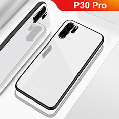 Custodia Silicone Specchio Laterale Cover per Huawei P30 Pro New Edition Bianco