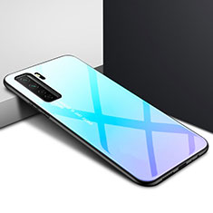 Custodia Silicone Specchio Laterale Cover per Huawei P40 Lite 5G Cielo Blu