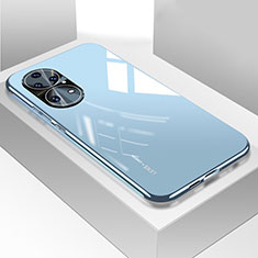 Custodia Silicone Specchio Laterale Cover per Huawei P50 Azzurro