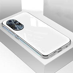 Custodia Silicone Specchio Laterale Cover per Huawei P50 Pro Bianco