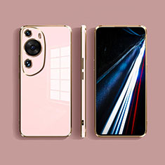 Custodia Silicone Specchio Laterale Cover per Huawei P60 Art Oro Rosa