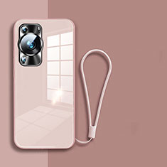 Custodia Silicone Specchio Laterale Cover per Huawei P60 Oro Rosa