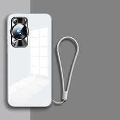 Custodia Silicone Specchio Laterale Cover per Huawei P60 Pro Bianco