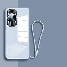 Custodia Silicone Specchio Laterale Cover per Huawei P60 Pro Cielo Blu