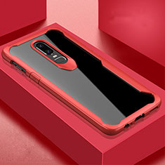 Custodia Silicone Specchio Laterale Cover per OnePlus 6 Rosso