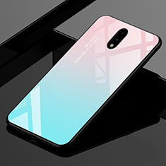 Custodia Silicone Specchio Laterale Cover per OnePlus 7 Cielo Blu