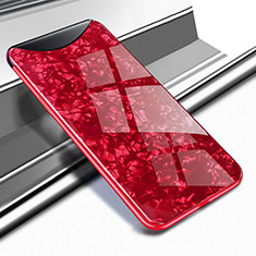Custodia Silicone Specchio Laterale Cover per Oppo Find X Rosso