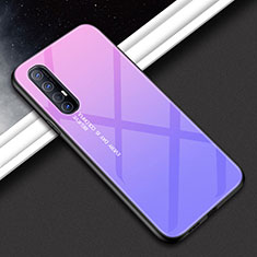 Custodia Silicone Specchio Laterale Cover per Oppo Find X2 Neo Ciano