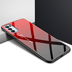 Custodia Silicone Specchio Laterale Cover per Oppo Find X3 Lite 5G Rosso