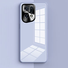 Custodia Silicone Specchio Laterale Cover per Oppo Find X5 5G Azzurro