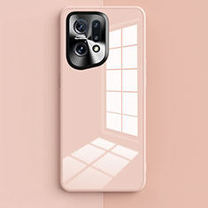 Custodia Silicone Specchio Laterale Cover per Oppo Find X5 5G Rosa