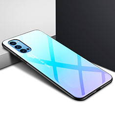 Custodia Silicone Specchio Laterale Cover per Oppo Reno4 Pro 5G Cielo Blu