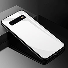 Custodia Silicone Specchio Laterale Cover per Samsung Galaxy S10 Bianco