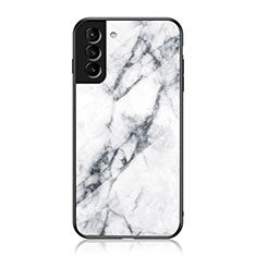 Custodia Silicone Specchio Laterale Cover per Samsung Galaxy S22 5G Bianco