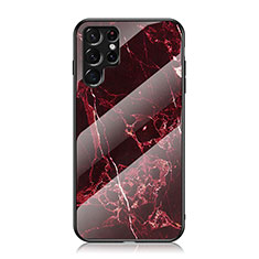 Custodia Silicone Specchio Laterale Cover per Samsung Galaxy S22 Ultra 5G Rosso