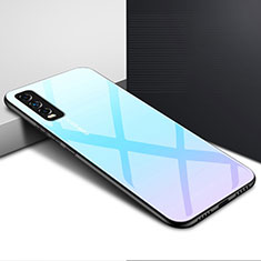 Custodia Silicone Specchio Laterale Cover per Vivo Y12s Azzurro