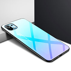 Custodia Silicone Specchio Laterale Cover per Xiaomi Mi 11 Lite 4G Cielo Blu