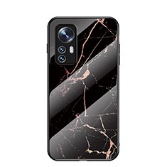 Custodia Silicone Specchio Laterale Cover per Xiaomi Mi 12X 5G Oro e Nero