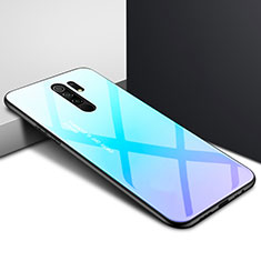 Custodia Silicone Specchio Laterale Cover per Xiaomi Redmi 9 Cielo Blu