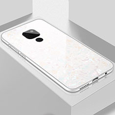 Custodia Silicone Specchio Laterale Cover T01 per Huawei Mate 20 Bianco