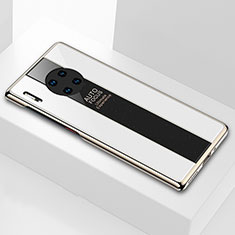 Custodia Silicone Specchio Laterale Cover T01 per Huawei Mate 30E Pro 5G Bianco