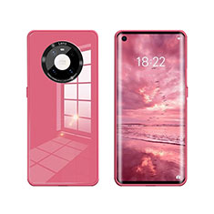 Custodia Silicone Specchio Laterale Cover T01 per Huawei Mate 40E 4G Rosso Rosa