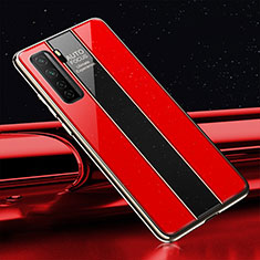 Custodia Silicone Specchio Laterale Cover T01 per Huawei Nova 7 SE 5G Rosso