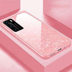 Custodia Silicone Specchio Laterale Cover T01 per Huawei P40 Rosa