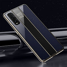 Custodia Silicone Specchio Laterale Cover T01 per Oppo Find X2 Blu