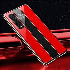 Custodia Silicone Specchio Laterale Cover T01 per Oppo Find X2 Pro Rosso