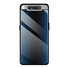 Custodia Silicone Specchio Laterale Cover T01 per Samsung Galaxy A80 Blu