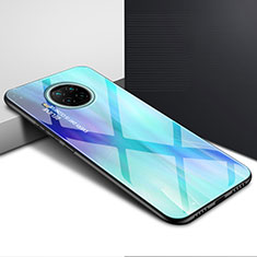 Custodia Silicone Specchio Laterale Cover T01 per Xiaomi Mi 10i 5G Ciano