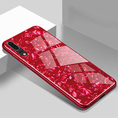 Custodia Silicone Specchio Laterale Cover T02 per Huawei P20 Rosso