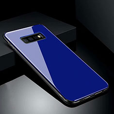 Custodia Silicone Specchio Laterale Cover T02 per Samsung Galaxy S10 Plus Blu