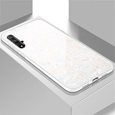 Custodia Silicone Specchio Laterale Cover T03 per Huawei Nova 5 Bianco