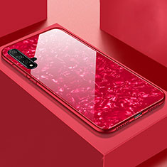 Custodia Silicone Specchio Laterale Cover T03 per Huawei Nova 5 Pro Rosso