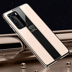 Custodia Silicone Specchio Laterale Cover T04 per Huawei P40 Pro Oro