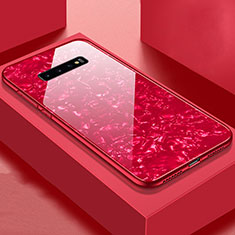 Custodia Silicone Specchio Laterale Cover U01 per Samsung Galaxy S10 Rosso