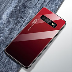 Custodia Silicone Specchio Laterale Sfumato Arcobaleno Cover A01 per Samsung Galaxy S10 Plus Rosso