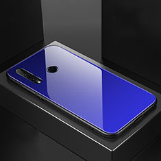 Custodia Silicone Specchio Laterale Sfumato Arcobaleno Cover H01 per Huawei Honor 20E Blu