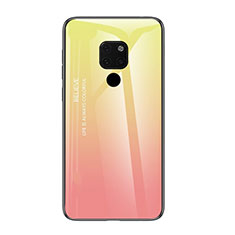 Custodia Silicone Specchio Laterale Sfumato Arcobaleno Cover H01 per Huawei Mate 20 X 5G Rosa