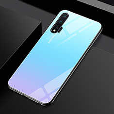 Custodia Silicone Specchio Laterale Sfumato Arcobaleno Cover H01 per Huawei Nova 6 5G Cielo Blu