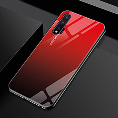 Custodia Silicone Specchio Laterale Sfumato Arcobaleno Cover H01 per Huawei Nova 6 5G Rosso